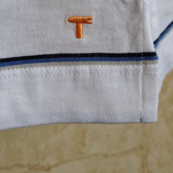 NWT Left Coast Tee Men's 100% Cotton White Blue Striped Sweater Size M - Picture 8 of 15